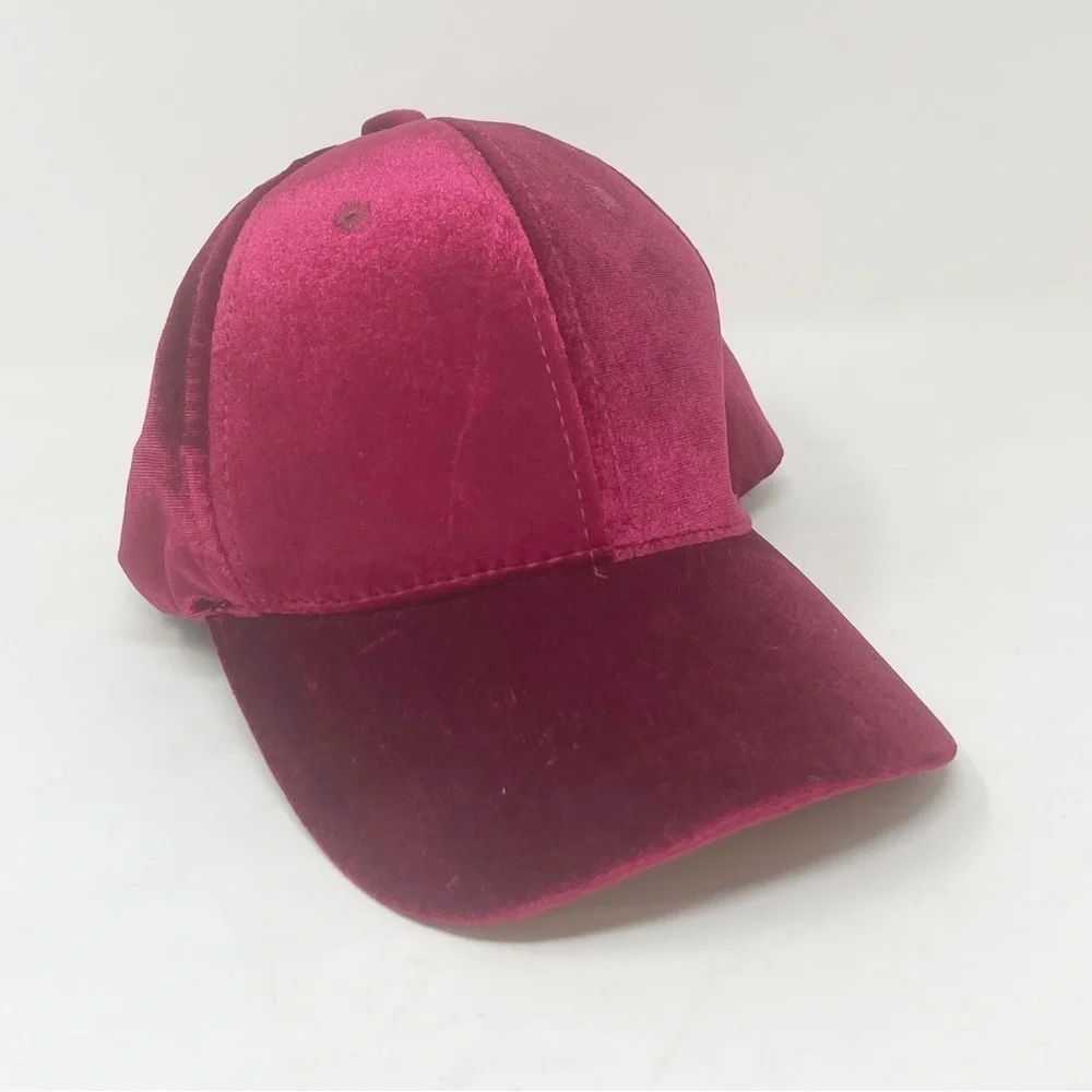 ALDO Women’s Red Velvet Cloth Baseball Cap Hook & Loop Closure One Size